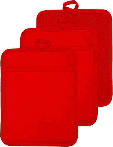 Vista 10 de Oven Pot Holder with Pocket Cotton Heat Resistant Coaster Potholder Kitchen Hot Pad Oven Mitts for Cooking and Baking Square 7"x9" (Aqua, Silicone)