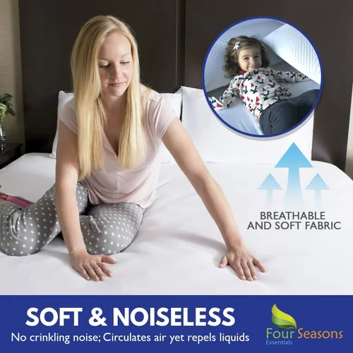 Vista 5 de Four Seasons Essentials Paquete - 3 artículos: protectores de almohada impermeables tamaño queen (2 piezas) + protector de colchón Queen