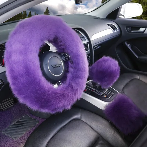 Vista 9 de Yontree - Juego de 3 fundas de volante modernas y acolchadas, para mujeres, jóvenes, señoras u hombres, de lana pura Australia, universales, 15 Negro