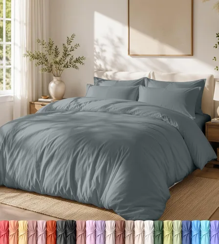 Vista 9 de Utopia Bedding Juego de funda de edredón con fundas de almohada, funda de edredón de 2 piezas con cierre de cremallera, 1 funda de edredón con 1