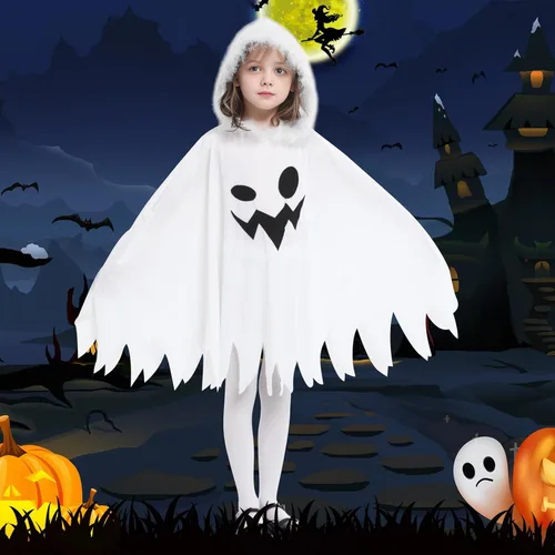 Vista 6 de Jimall - Disfraces de Halloween para niñas y fantasmas, Blanco