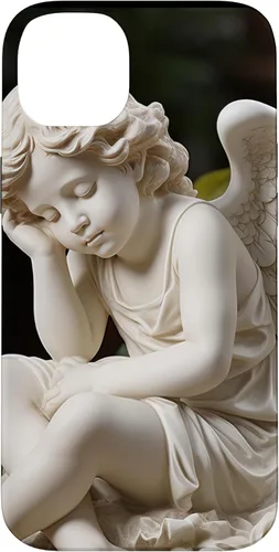 Vista 15 de Funda para iPhone 12 Pro Max con diseño de ángel durmiente para jardín, estatua de querubín