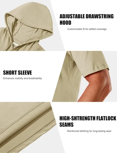 Vista 102 de MAGCOMSEN Sudadera con capucha de algodón de manga corta para hombre, sudadera ligera con capucha