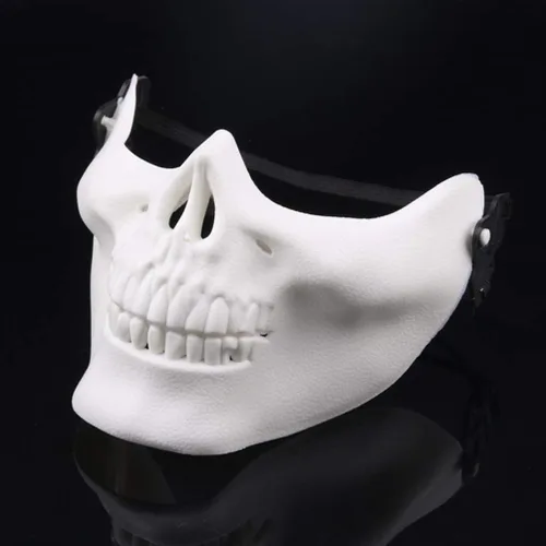 Vista 3 de Amosfun 2 máscaras de calavera para Halloween, cosplay, máscara de esqueleto mitad para adultos, hombres y mujeres, fiesta de disfraces de Halloween