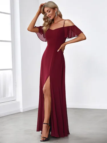 Vista 4 de Ever-Pretty Vestidos de dama de honor de gasa con mangas y hombros descubiertos para mujer 0237