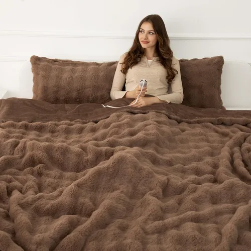 Vista 51 de Manta térmica eléctrica de franela Sherpa de 50 x 60 pulgadas - Manta eléctrica suave con 5 niveles de calefacción y 4 horas de apagado automático
