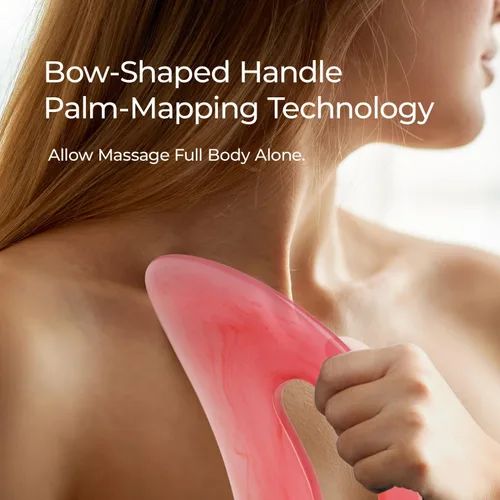 Vista 3 de Scienlodic Gua Sha - Herramienta de masaje con mango (resina), herramienta de raspado Guasha más grande para masaje de espalda, cuello, cara