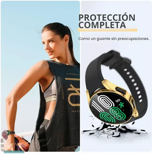 Vista 2 de Tensea Paquete de 2 fundas protectoras de pantalla para Samsung Galaxy Watch FE 2024/5 2022/4 2021, accesorios de 1.575 in, cubierta protectora
