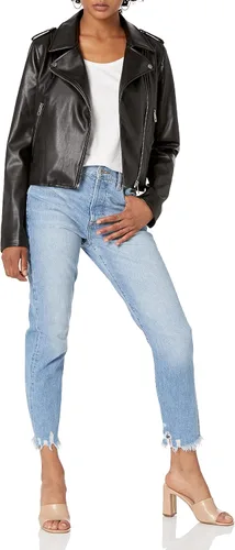 Vista 3 de The Drop Chaqueta de moto de piel sintética jaspeado para mujer