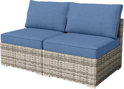 Vista 15 de HOOOWOOO Patio Sectional Furniture Set,2 Piece Couch Set with 2 Matching Armless Chairs(Beige)