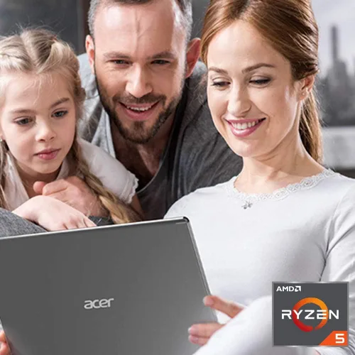 Vista 2 de Portátil Acer Aspire 5 Slim, pantalla IPS Full HD de 15.6 pulgadas, AMD Ryzen 5 3500U, tarjeta de gráficos Vega 8, memoria DDR4 de 8 GB, unidad