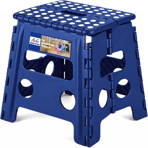 Vista 17 de ACKO Taburete plegable de 13 pulgadas, soporta 300 libras para adultos y Bicolor Verde
