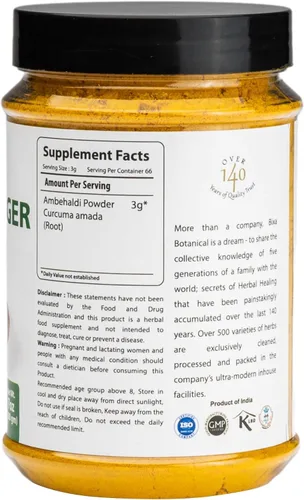 Vista 2 de bixa BOTANICAL Polvo de raíz de jengibre y mango Curcuma Amada Ambehaldi - Suplemento de hierbas ayurvédicas 7 onzas Sin gluten, sin OMG