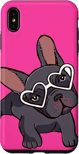 Vista 11 de iPhone 16 Francés Bulldog Francés Perro Cachorro Lindo Perro Perro Gafas Caso Mascota