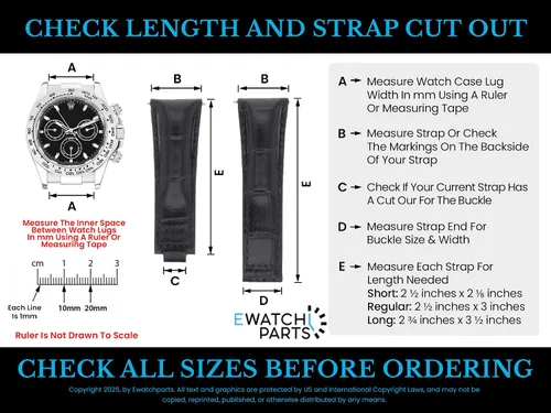 Vista 3 de Ewatchparts 20mm Leather Watch Band Strap Compatible With All Rolex Datejust Model Watch With End Pieces