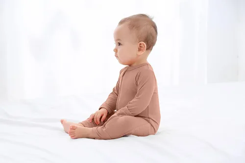 Vista 6 de GUISBY Mamelucos sin pies para bebé, pijamas de rayón con cremallera de 2 vías con pijama de manga larga Rosa claro