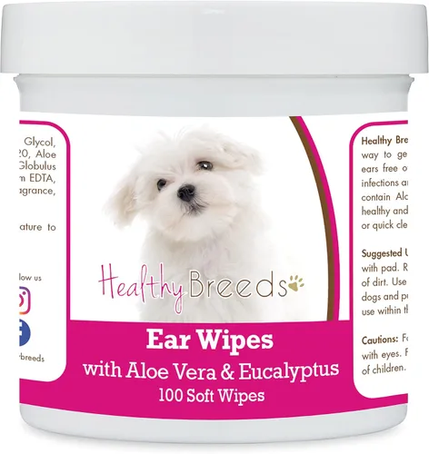 Vista 109 de Healthy Breeds Affenpinscher Toallitas de limpieza de oídos con aloe y eucalipto para perros, 100