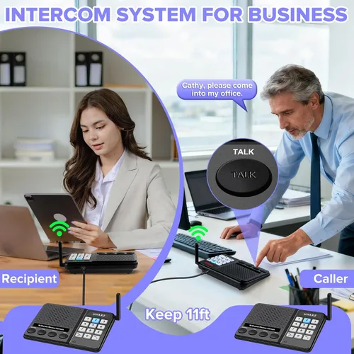 Vista 3 de Intercomunicadores inalámbricos para el hogar, intercomunicador de largo alcance de 6000 pies, sistema de intercomunicación doméstico inalámbrico