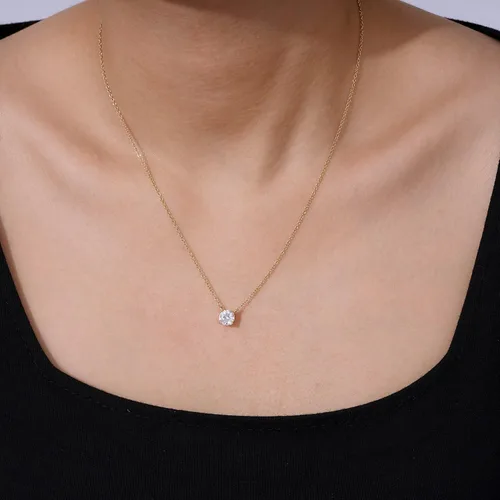 Vista 15 de Amazon Essentials Collar con colgante solitario de plata de ley con corte redondo, elementos infinitos y circonitas cúbicas redondo