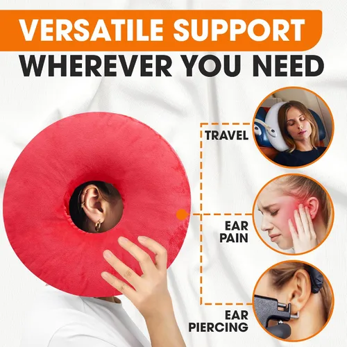 Vista 5 de Cheer Collection Almohada de dona para recuperación de piercings de oreja, almohada de lujo de microfibra para dormir de lado, para dormir
