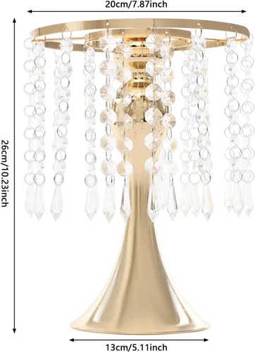 Vista 2 de Juego de 10 portavelas de metal dorado de 10.2 pulgadas de alto, florero, arreglo floral, candelabro, candelabro, portavelas para bodas, fiestas