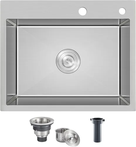 Vista 11 de ROVATE Fregadero de barra empotrable de 13 x 15 x 8 pulgadas, Fregadero de cocina pequeño de montaje superior de un solo compartimento, Fregaderos