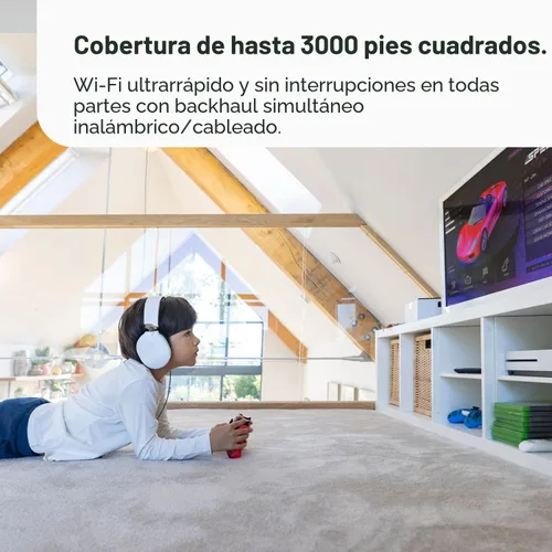 Vista 7 de TP-Link Deco 7 Pro BE63 Tri-Band WiFi 7 BE10000 Sistema de malla para todo el hogar - 6-Stream 10 Gbps, 4 puertos de 2.5G con cable de retroceso, 4