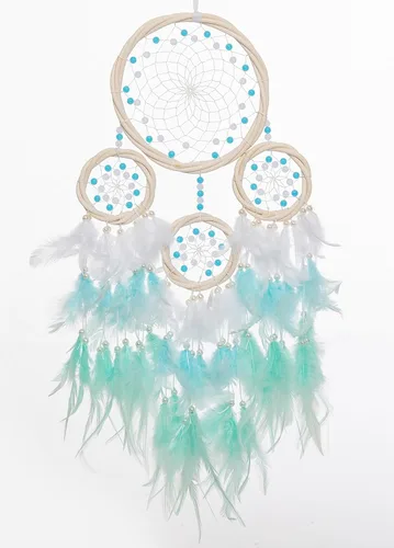 Vista 11 de Atrapasueños grandes de ratán, pluma de gallo marrón con perla de lujo, multianillo, atrapasueños hecho a mano para dormitorio, atrapasueños