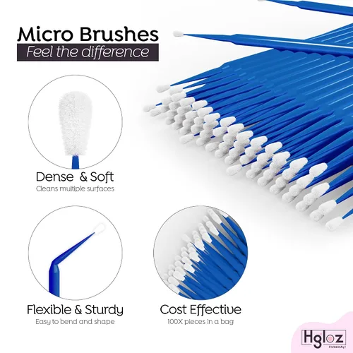 Vista 3 de Microswabs - Paquete de 500 extensiones de pestañas, color azul, microaplicador suave de 0.079 pulgadas con varitas de microfibra, adecuado