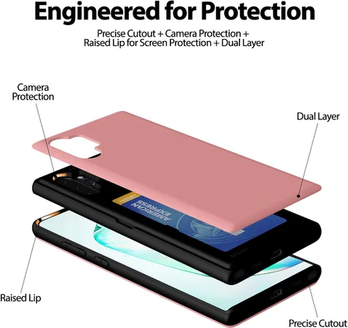 Vista 5 de GOOSPERY Parachoques magnético para puerta compatible con Galaxy Note 10 Plus, funda tipo billetera con tarjetero, cierre automático por iman fácil
