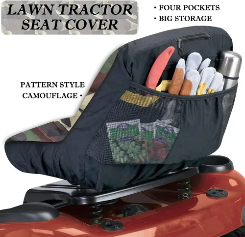 Vista 4 de Funda de asiento de cortacésped de camuflaje: fundas de asiento de tractor de equitación 600d Oxford duradero impermeable cortacésped reemplazo