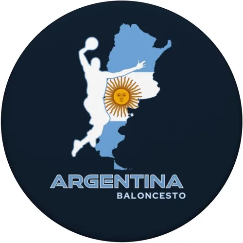 Vista 3 de Argentine Baloncesto Fan National Flag Argentina Basketball PopSockets Swappable PopGrip