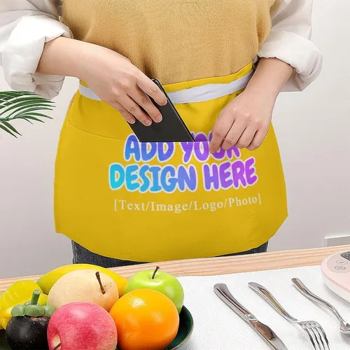Vista 110 de AXKEUDO Delantal personalizado con bolsillos, delantales de cintura para camarera para cocinar en casa, restaurante, servir trabajo