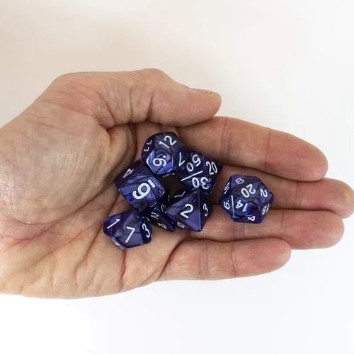 Vista 2 de Blue Pearl RPG Dice - Juego completo poliédrico - 'Nightfall