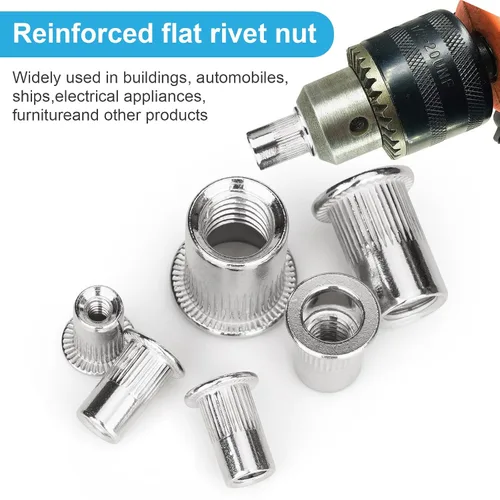 Vista 5 de 30 piezas tuercas de remache 3/8"-16, inserto roscado Nutsert de cabeza plana de acero inoxidable 304