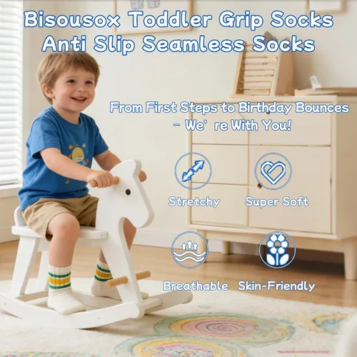 Vista 6 de Calcetines de agarre para bebés de 0-6-12-18 meses, calcetines locos para niños pequeños y niñas, calcetines antideslizantes de agarre 1-3T 4T 5T