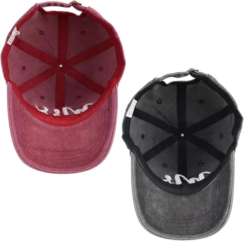 Vista 3 de 2 gorras de béisbol bordadas de algodón lavado ajustable para hombres y mujeres, 2