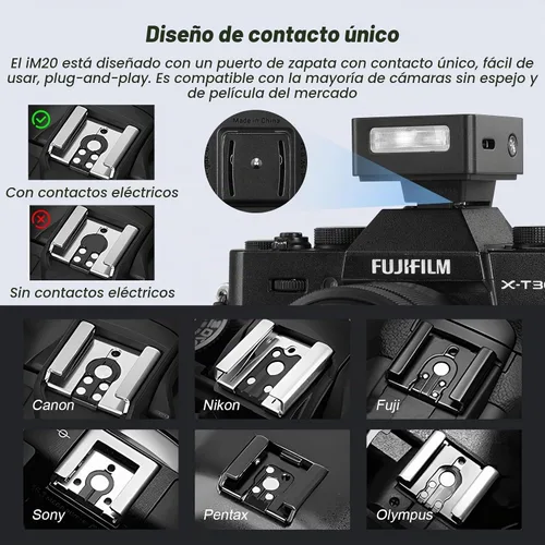 Vista 2 de Godox iM20 Mini Flash para cámara con batería 470mAh 440 Full Power Flash 5 niveles mini flash Speedlite para Sony zve10 Sony zv1 Ricoh gr3 Canon