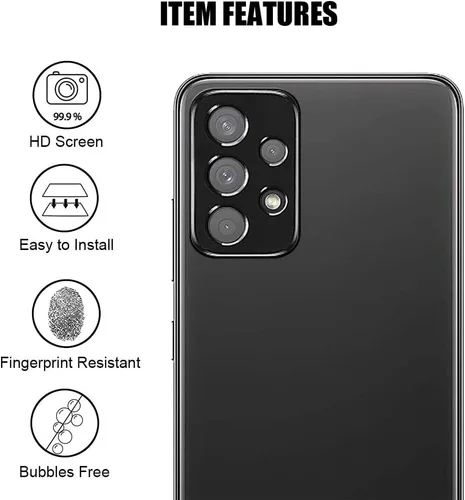Vista 5 de (3+3) Protector de pantalla de vidrio templado con protector de lente de cámara, antiarañazos, transparente HD (3+3) para Samsung Galaxy A23 5G / 4G