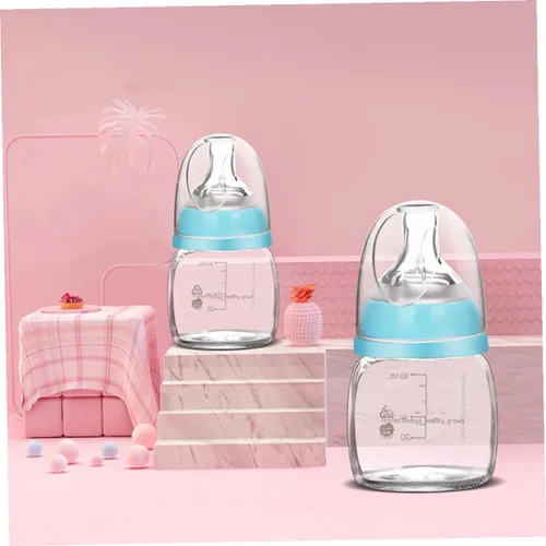 Vista 5 de Botella pequeña portátil de lactancia para recién nacidos, diseño antiflatulencia, alimentador ligero de jugo y leche