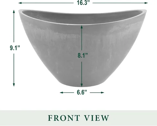Vista 5 de PSW Pot Collection YB41CT Maceta Curvada de Compuesto de Plástico/Piedra/Madera – Sin Orificio de Drenaje (Perforable), para Plantas y Jardines