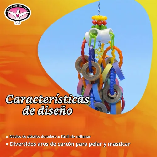 Vista 4 de Super Bird Creations SB1107 Bagel Cascade Bird juguete, tamaño grande, bagels recargables, 15 "x 4.5