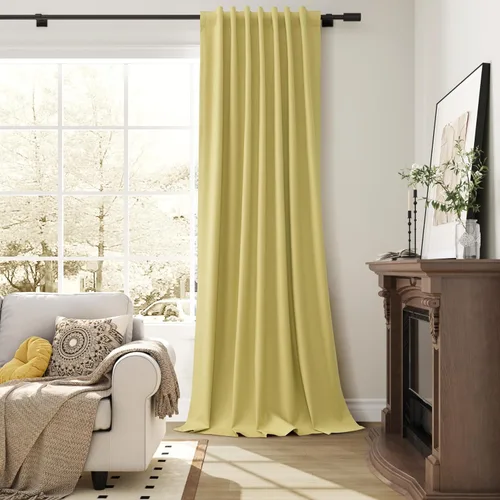 Vista 76 de Guken Cortinas opacas de lino, 2 paneles rústicos, elegantes, 100% opacas, con aislamiento térmico, banda de ganchos y trabilla trasera, 52 x 84