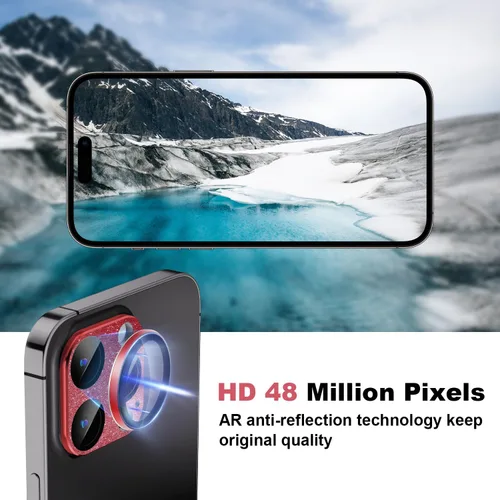 Vista 2 de Protector de lente de cámara para iPhone 15 Pro/iPhone 15 Pro Max, [protección contra caídas y cobertura completa] Protector de pantalla de vidrio