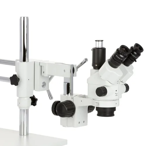 Vista 4 de AmScope - Microscopio de zoom bloqueable estéreo simul-Focal 3.5X-45X en soporte de brazo dual - SM-4NTPX