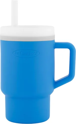 Vista 10 de Infantino Mi primer vaso, taza de silicona con pajita y asa, vaso de bebé resistente a derrames para llevar, botella de transición libre de BPA