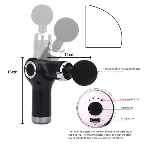 Vista 2 de Masajeador Mini Pistola Masaje Muscular Inalambrico Fitness