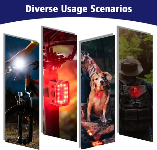 Vista 7 de Potente juego de luces recargables para bicicleta: luces delanteras y traseras de bicicleta inteligentes multimodos ultra brillantes con focos