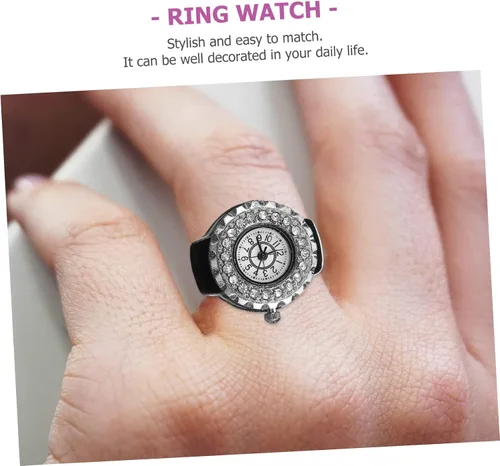 Vista 3 de Abaodam Ring Watch Electronic Finger Watch relojes para Hombre Watch Ring Decorative Mens Diamond Watches Finger