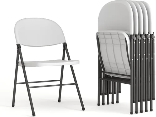 Vista 18 de Flash Furniture HERCULES Series Silla plegable de plástico negro con marco de carbón de 330 libras